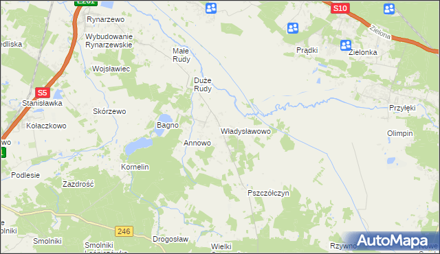 mapa Władysławowo gmina Łabiszyn, Władysławowo gmina Łabiszyn na mapie Targeo