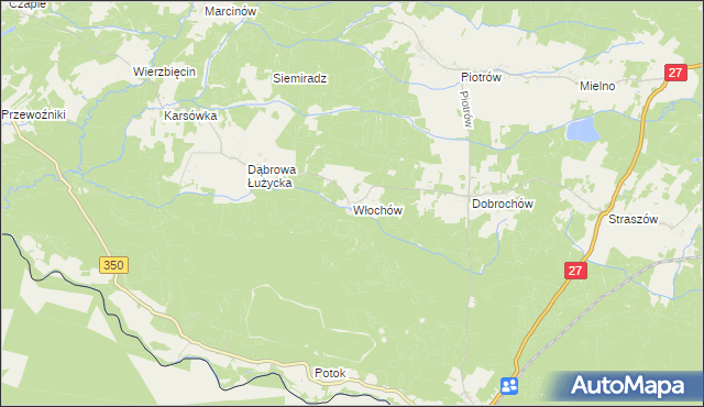 mapa Włochów gmina Przewóz, Włochów gmina Przewóz na mapie Targeo