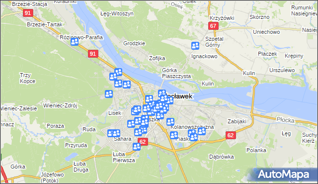 mapa Włocławka, Włocławek na mapie Targeo
