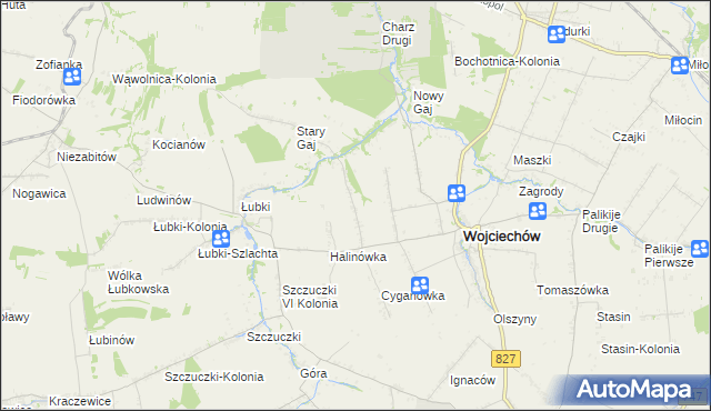 mapa Wojciechów-Kolonia Pierwsza, Wojciechów-Kolonia Pierwsza na mapie Targeo