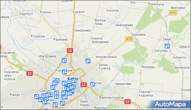 mapa Wojciechówka gmina Żelazków, Wojciechówka gmina Żelazków na mapie Targeo