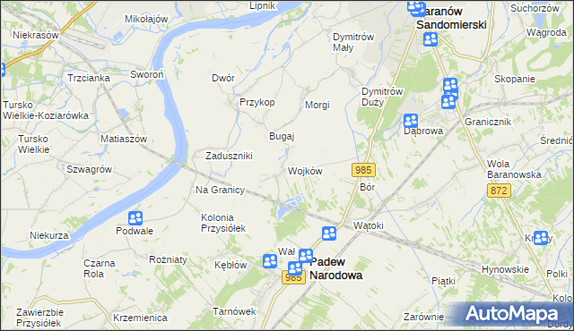 mapa Wojków gmina Padew Narodowa, Wojków gmina Padew Narodowa na mapie Targeo