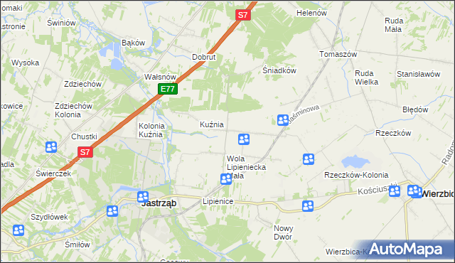 mapa Wola Lipieniecka Duża, Wola Lipieniecka Duża na mapie Targeo