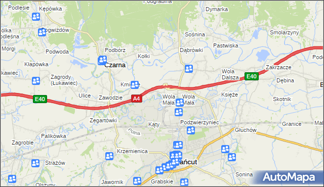 mapa Wola Mała gmina Czarna, Wola Mała gmina Czarna na mapie Targeo