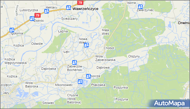 mapa Wola Zabierzowska, Wola Zabierzowska na mapie Targeo