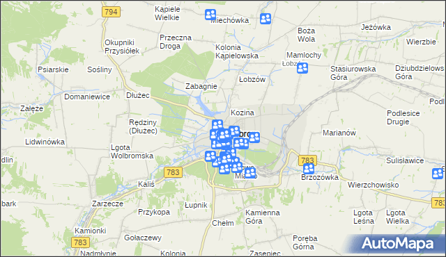 mapa Wolbrom, Wolbrom na mapie Targeo