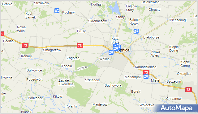 mapa Wolica gmina Stopnica, Wolica gmina Stopnica na mapie Targeo