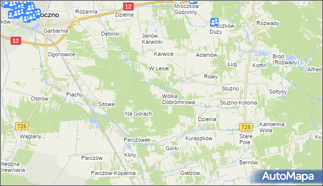 mapa Wólka Dobromirowa, Wólka Dobromirowa na mapie Targeo
