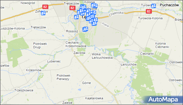 mapa Wólka Łańcuchowska, Wólka Łańcuchowska na mapie Targeo