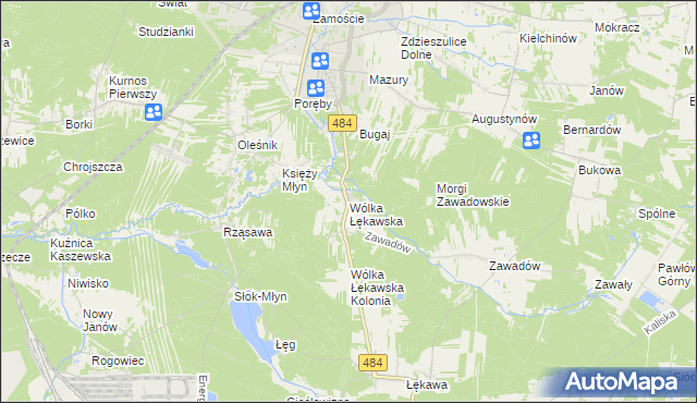 mapa Wólka Łękawska, Wólka Łękawska na mapie Targeo