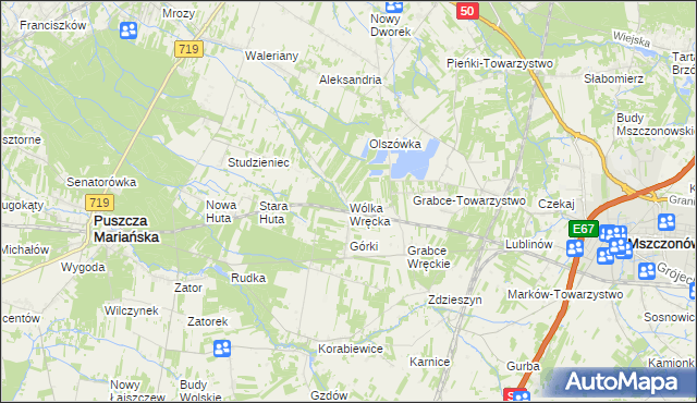 mapa Wólka Wręcka, Wólka Wręcka na mapie Targeo