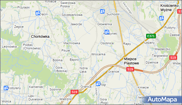 mapa Wrocanka gmina Miejsce Piastowe, Wrocanka gmina Miejsce Piastowe na mapie Targeo
