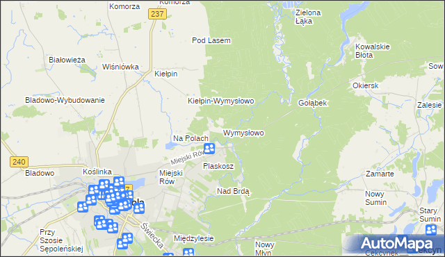 mapa Wymysłowo gmina Tuchola, Wymysłowo gmina Tuchola na mapie Targeo