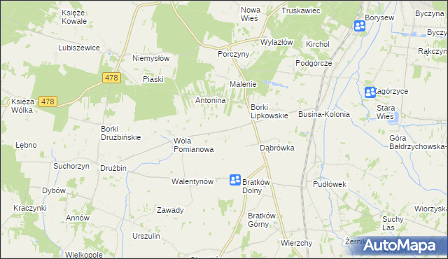 mapa Wyrębów gmina Zadzim, Wyrębów gmina Zadzim na mapie Targeo