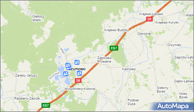 mapa Żabikowo Prywatne, Żabikowo Prywatne na mapie Targeo