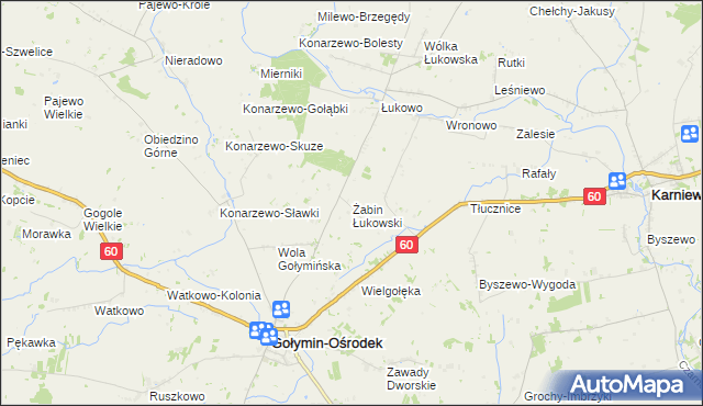 mapa Żabin Łukowski, Żabin Łukowski na mapie Targeo