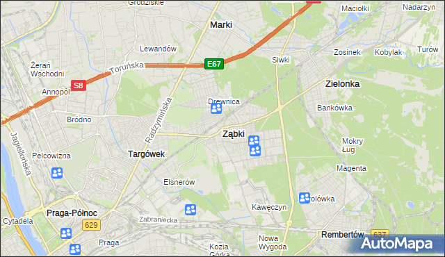 mapa Ząbki powiat wołomiński, Ząbki powiat wołomiński na mapie Targeo