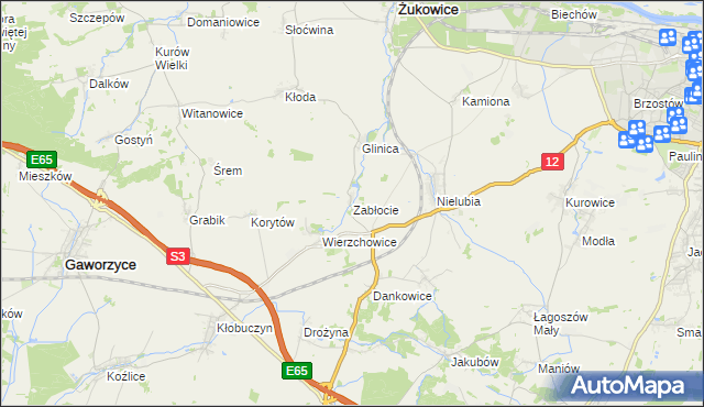 mapa Zabłocie gmina Żukowice, Zabłocie gmina Żukowice na mapie Targeo