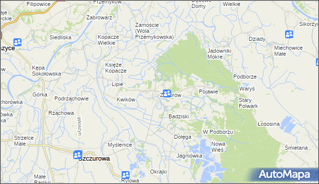 mapa Zaborów gmina Szczurowa, Zaborów gmina Szczurowa na mapie Targeo