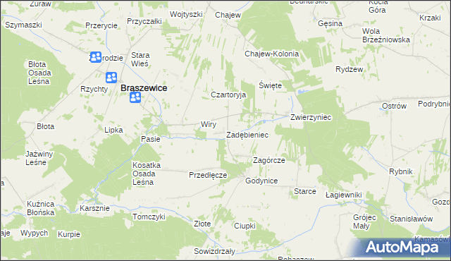 mapa Zadębieniec, Zadębieniec na mapie Targeo