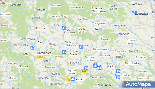 mapa Zagorzyn gmina Łącko, Zagorzyn gmina Łącko na mapie Targeo