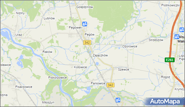 mapa Zajączków gmina Oborniki Śląskie, Zajączków gmina Oborniki Śląskie na mapie Targeo