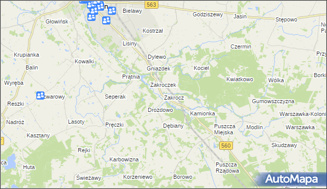 mapa Zakrocz, Zakrocz na mapie Targeo