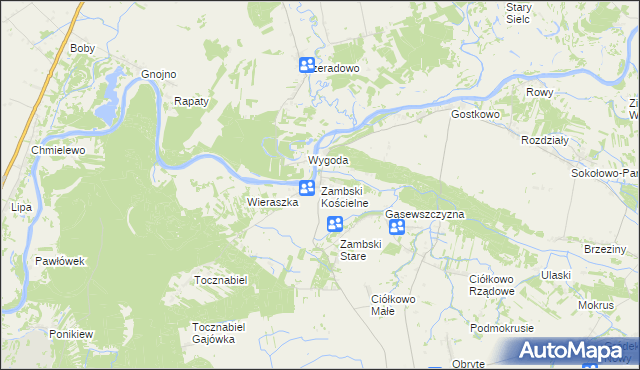 mapa Zambski Kościelne, Zambski Kościelne na mapie Targeo