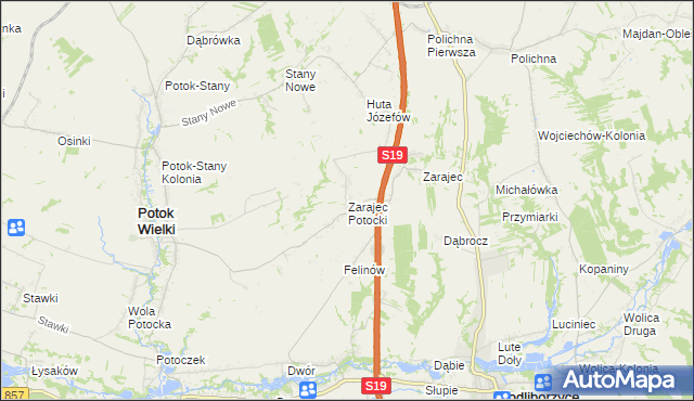 mapa Zarajec Potocki, Zarajec Potocki na mapie Targeo