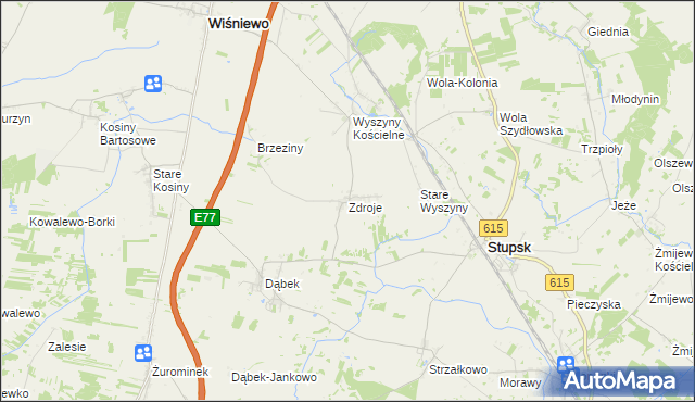 mapa Zdroje gmina Stupsk, Zdroje gmina Stupsk na mapie Targeo