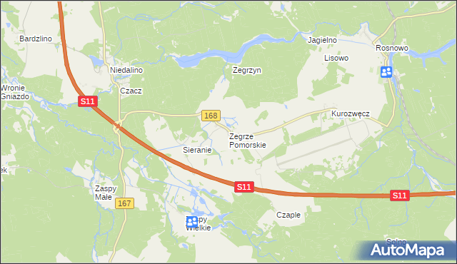 mapa Zegrze Pomorskie, Zegrze Pomorskie na mapie Targeo
