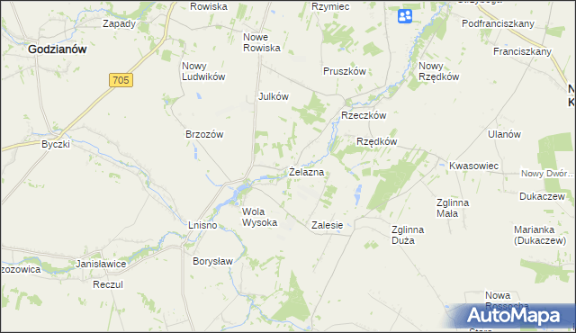 mapa Żelazna gmina Skierniewice, Żelazna gmina Skierniewice na mapie Targeo
