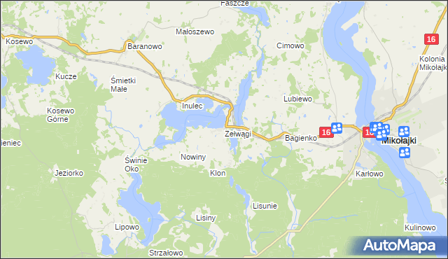 mapa Zełwągi, Zełwągi na mapie Targeo