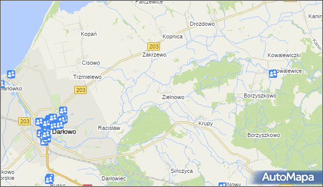 mapa Zielnowo gmina Darłowo, Zielnowo gmina Darłowo na mapie Targeo