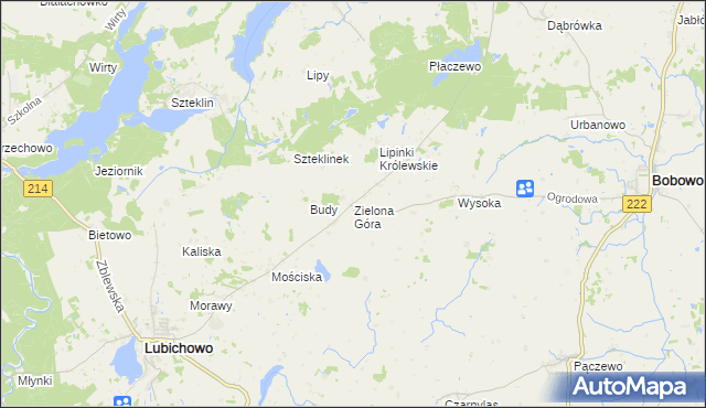 mapa Zielona Góra gmina Lubichowo, Zielona Góra gmina Lubichowo na mapie Targeo