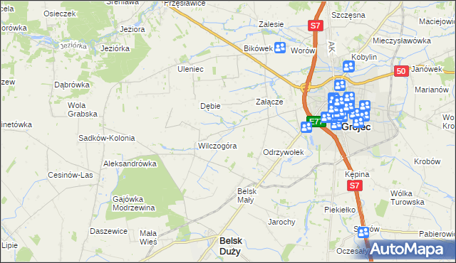 mapa Złota Góra gmina Belsk Duży, Złota Góra gmina Belsk Duży na mapie Targeo