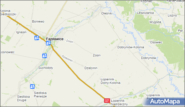 mapa Zosin gmina Fajsławice, Zosin gmina Fajsławice na mapie Targeo