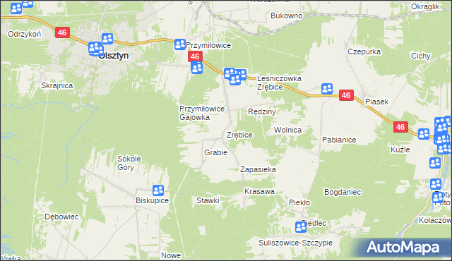 mapa Zrębice, Zrębice na mapie Targeo