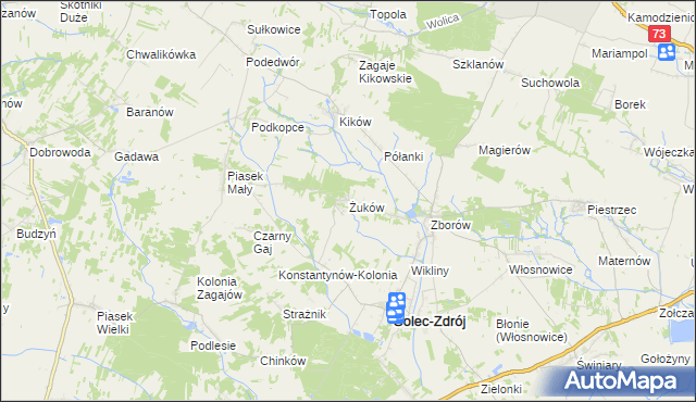 mapa Żuków gmina Solec-Zdrój, Żuków gmina Solec-Zdrój na mapie Targeo