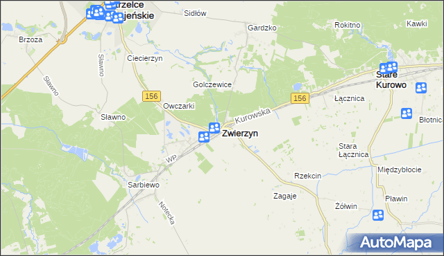 mapa Zwierzyn powiat strzelecko-drezdenecki, Zwierzyn powiat strzelecko-drezdenecki na mapie Targeo