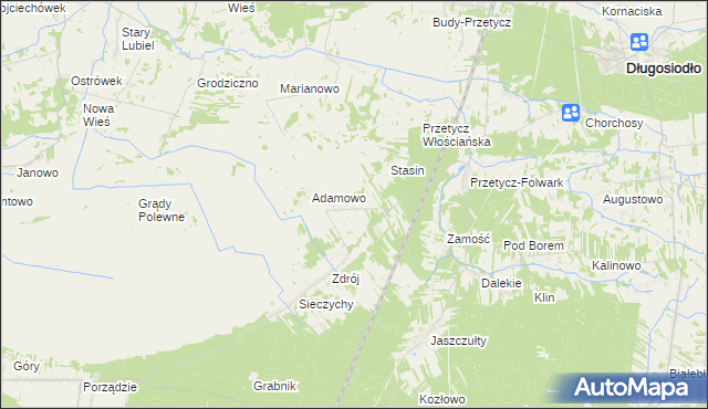 mapa Zygmuntowo gmina Długosiodło, Zygmuntowo gmina Długosiodło na mapie Targeo