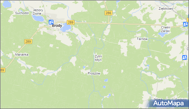 mapa Żytni Młyn, Żytni Młyn na mapie Targeo