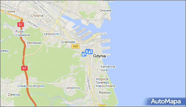 mapa Gdyni, Gdynia na mapie Targeo