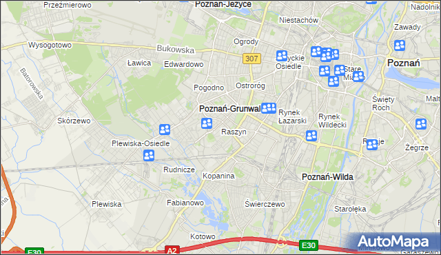 mapa Raszyn gmina Poznań, Raszyn gmina Poznań na mapie Targeo