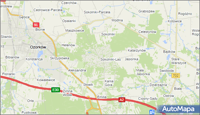mapa Sokolniki-Las, Sokolniki-Las na mapie Targeo