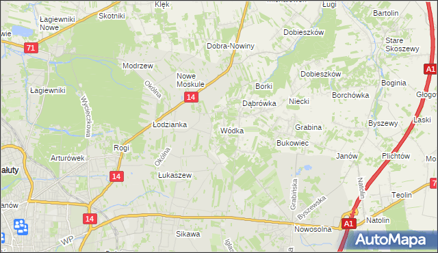 mapa Wódka gmina Nowosolna, Wódka gmina Nowosolna na mapie Targeo