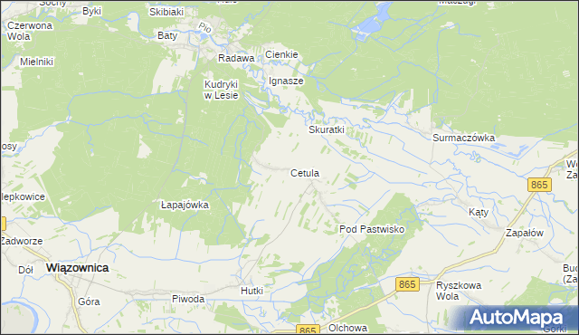 mapa Cetula, Cetula na mapie Targeo