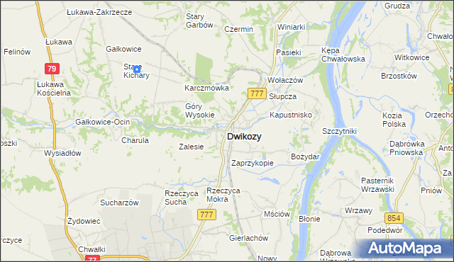 mapa Dwikozy, Dwikozy na mapie Targeo