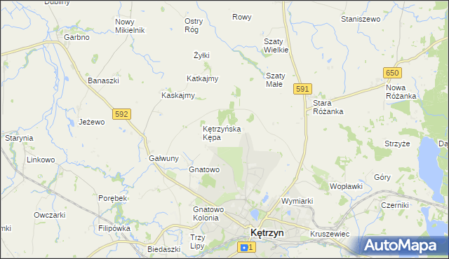mapa Działki gmina Kętrzyn, Działki gmina Kętrzyn na mapie Targeo