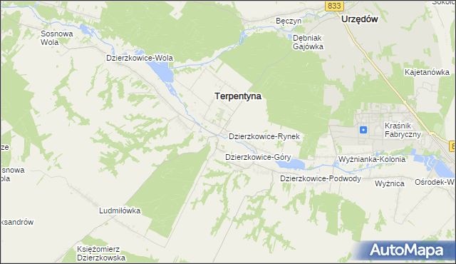 mapa Dzierzkowice-Rynek, Dzierzkowice-Rynek na mapie Targeo